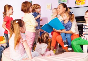Preschool Students & Teacher Reading Circle